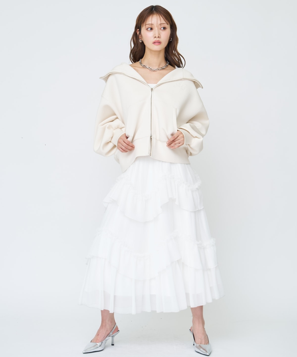 ロゴ刺繍ボンディングZIPパーカー