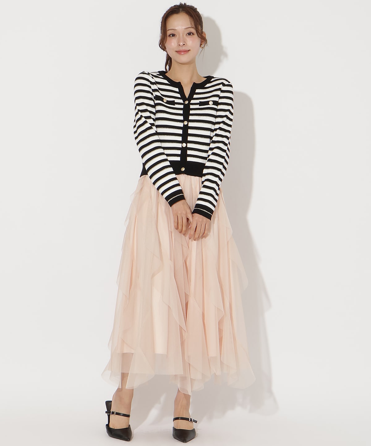 ラメボーダーニットカーディガン