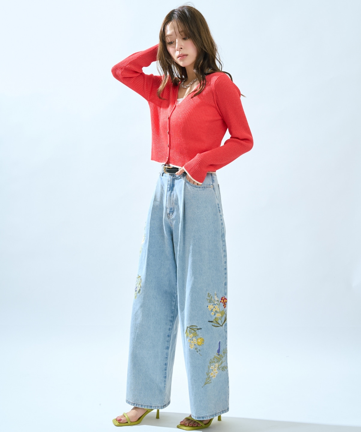 【5/14(木)一部店舗先行発売】シアーリブクロップドニットカーディガン