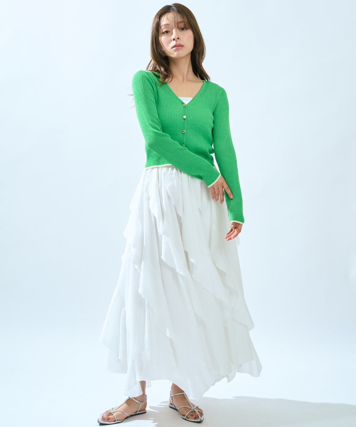 【5/14(木)一部店舗先行発売】シアーリブクロップドニットカーディガン