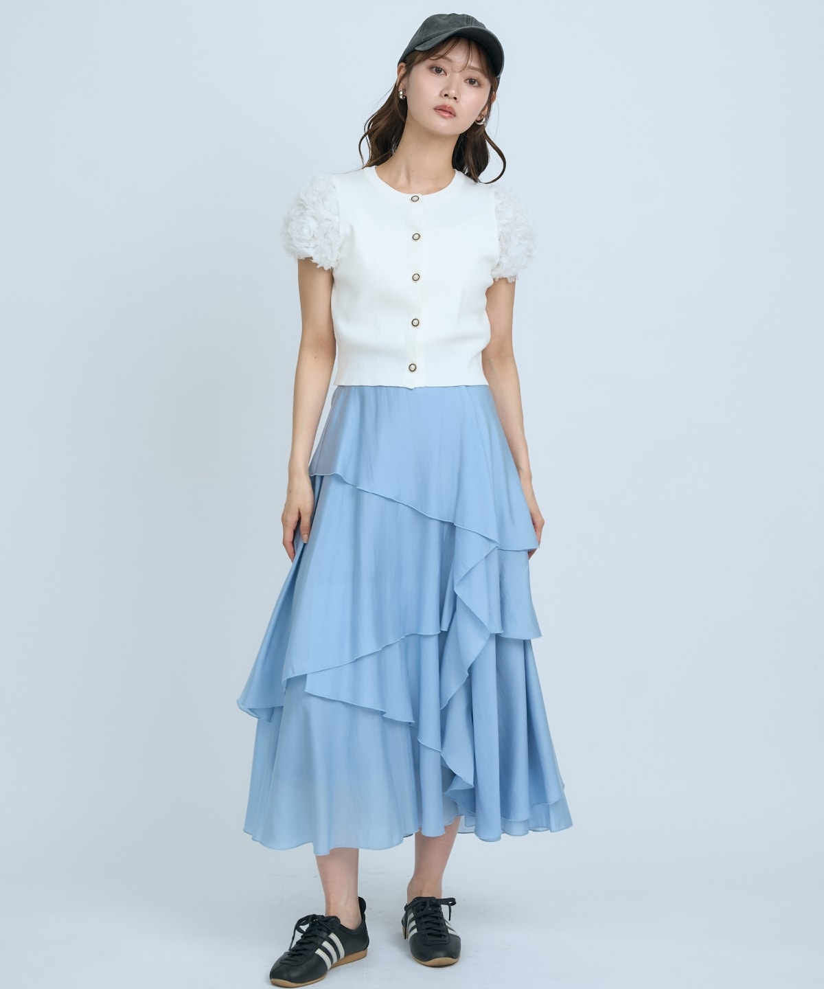 フラワーチュールスリーブカーディガン