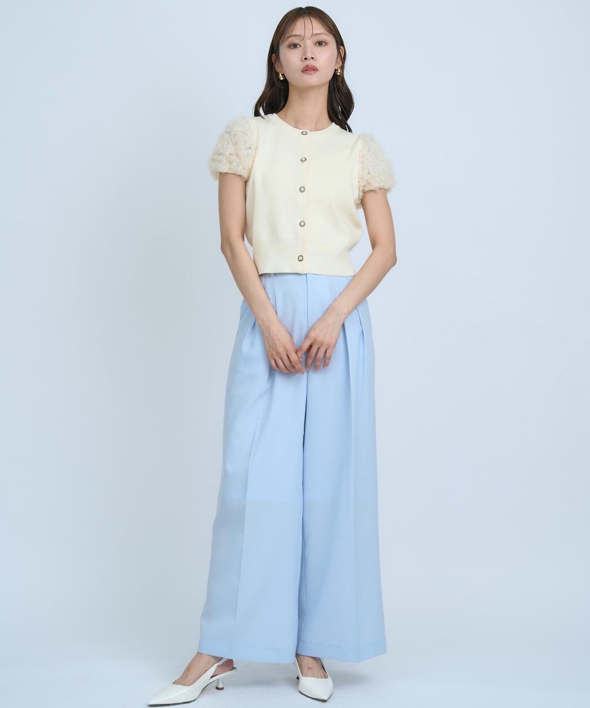 フラワーチュールスリーブカーディガン