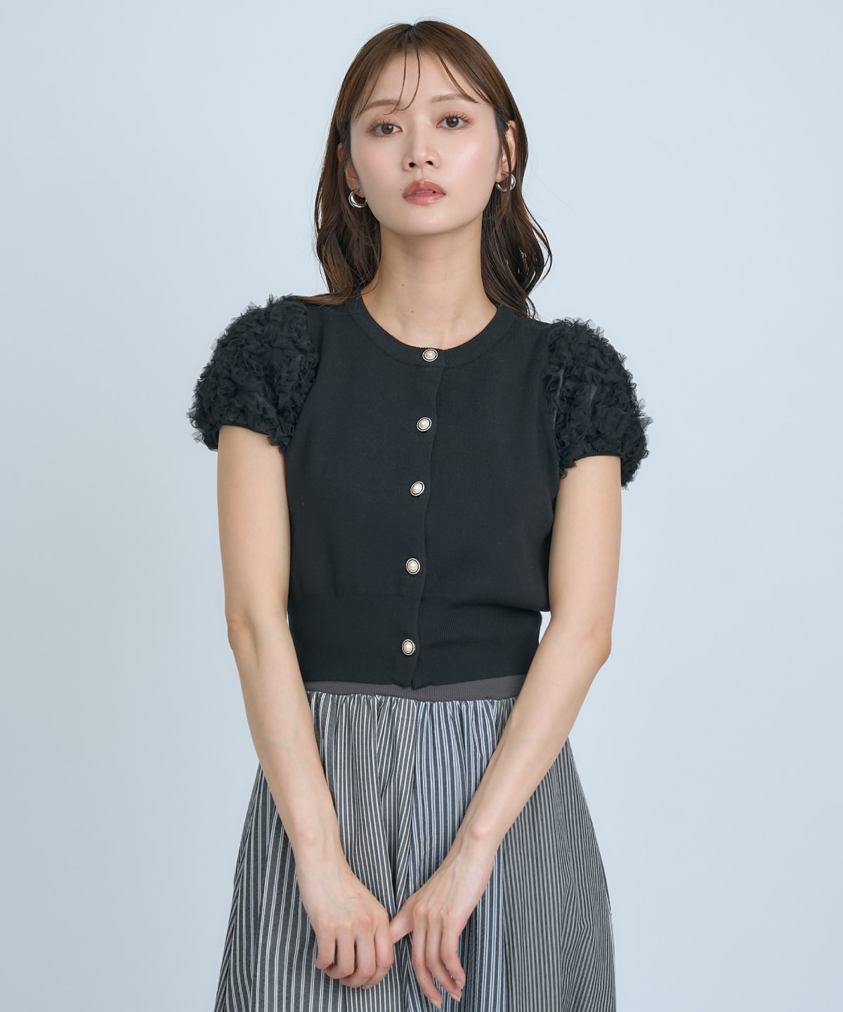 フラワーチュールスリーブカーディガン