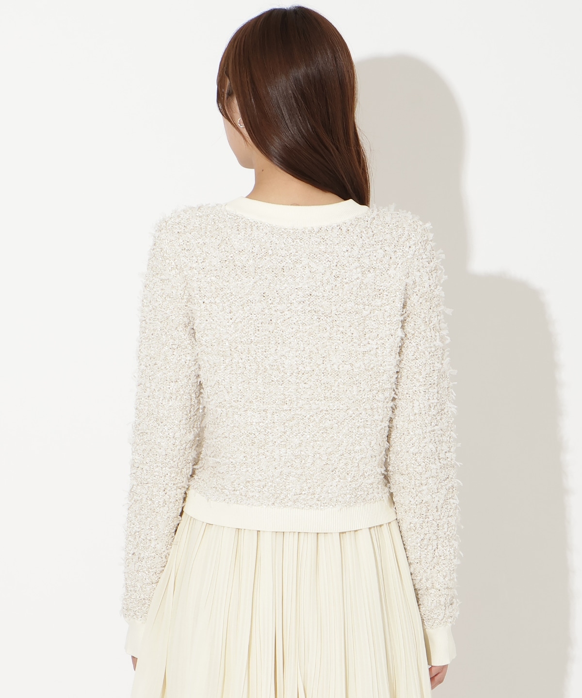 【先行予約受付中】ラメ入りツイード調ニットカーディガン