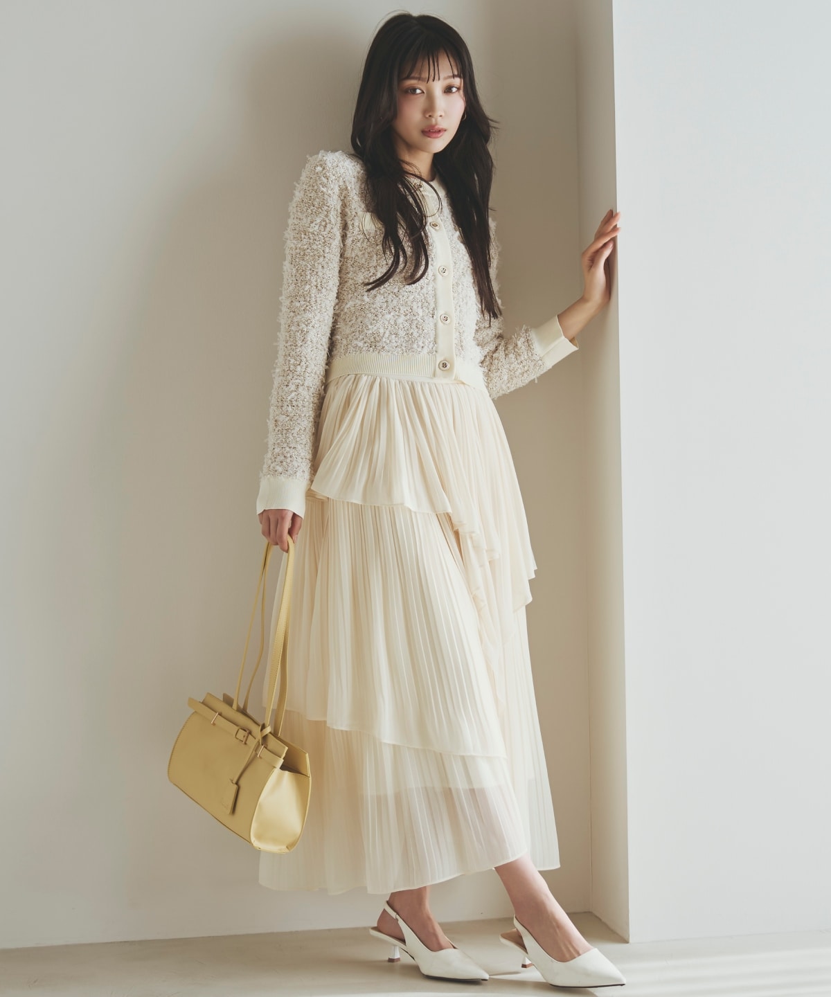 【先行予約受付中】ラメ入りツイード調ニットカーディガン