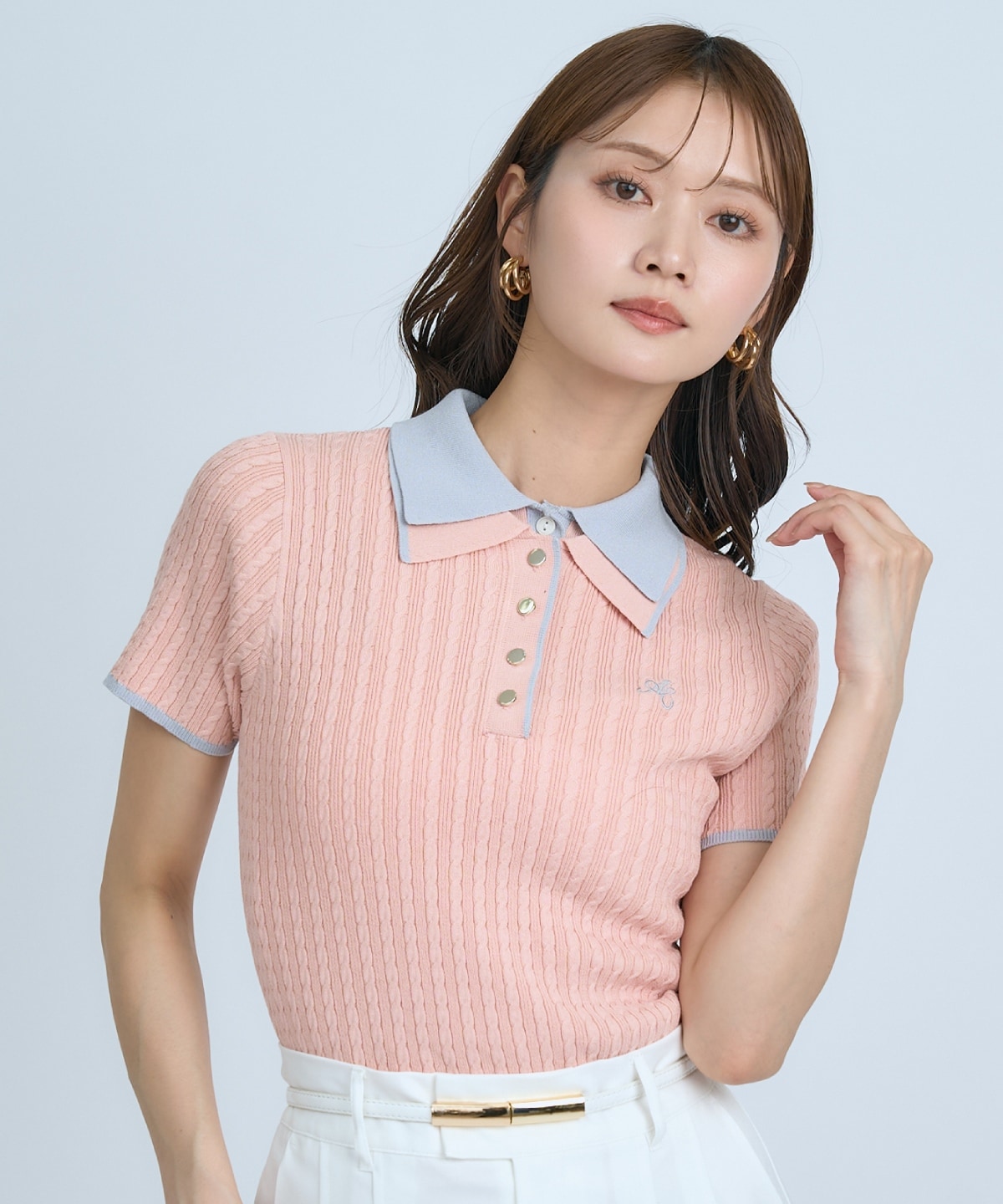 【先行予約受付中】ダブルカラーケーブルポロニット