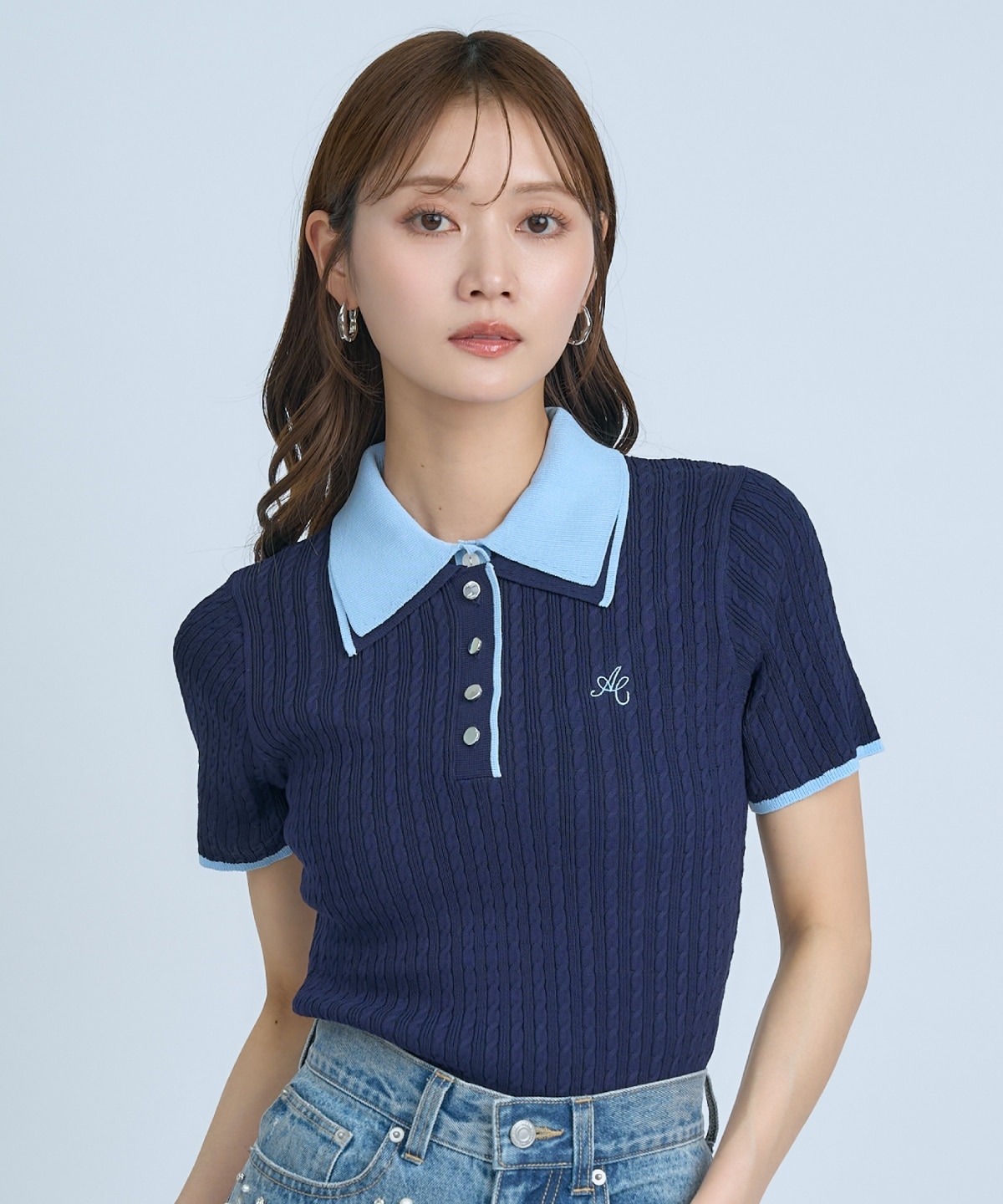 【先行予約受付中】ダブルカラーケーブルポロニット