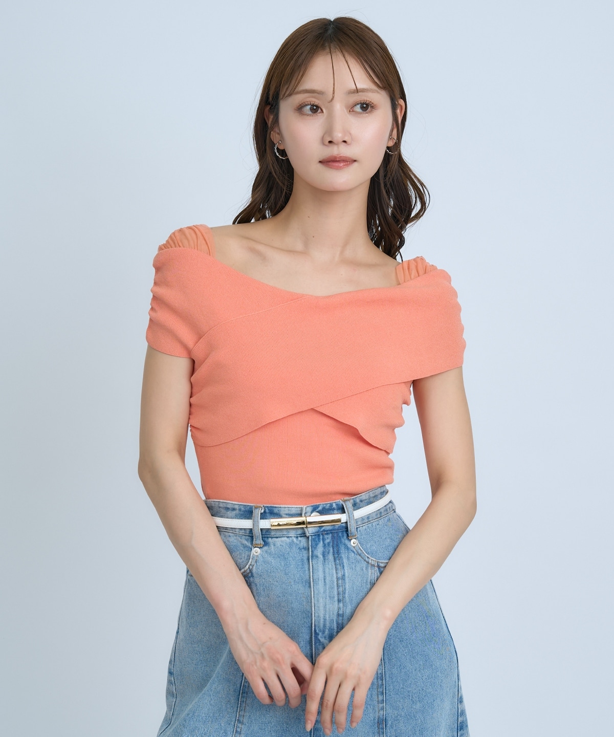 【先行予約受付中】クロスネックオフショルニットプルオーバー