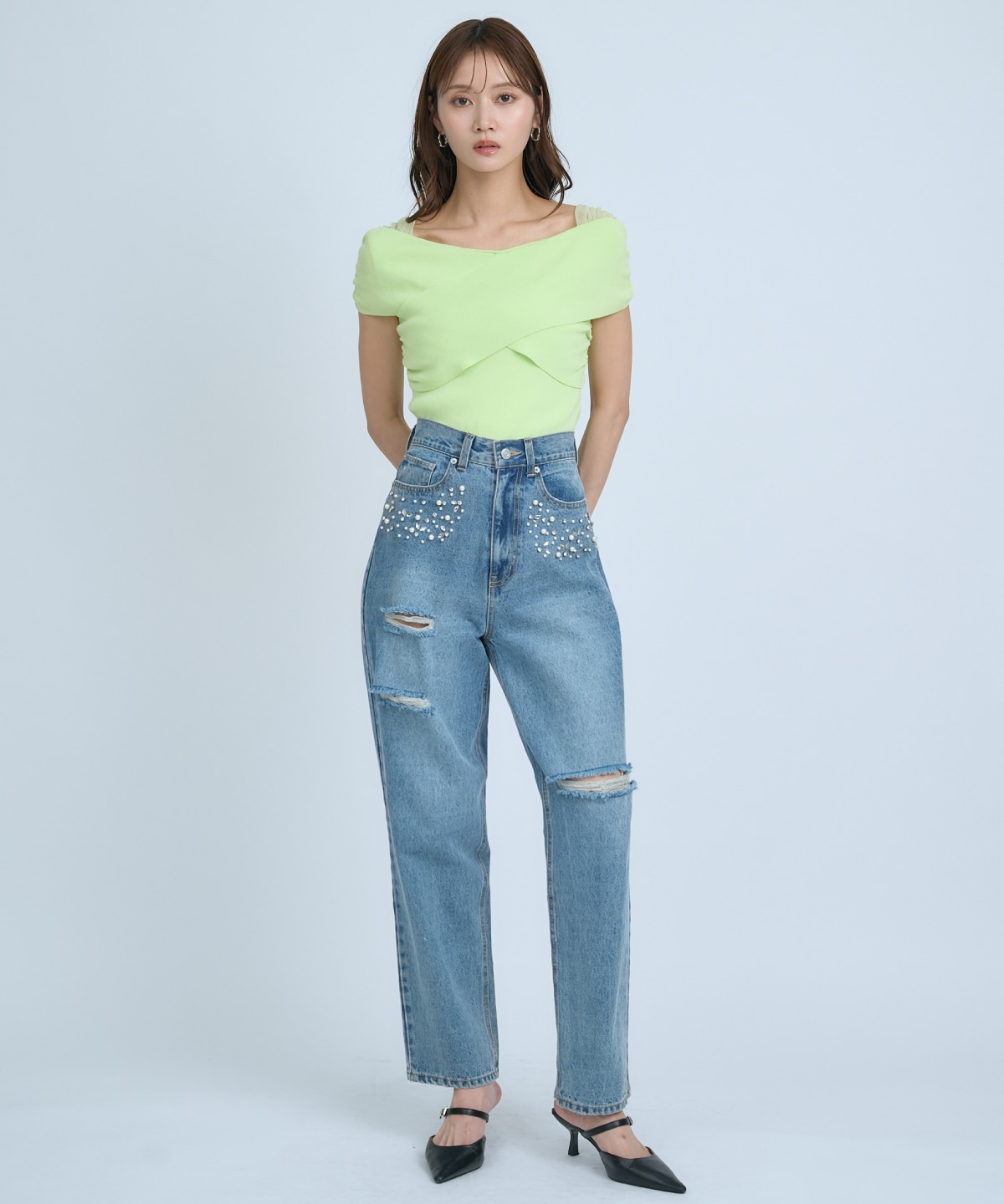 【先行予約受付中】クロスネックオフショルニットプルオーバー