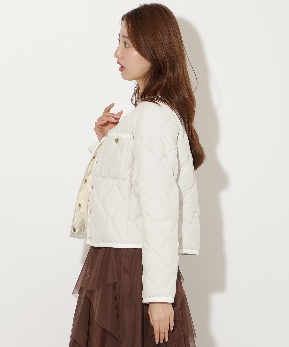 【TAION×AND COUTURE】ノーカラーショートダウンジャケット