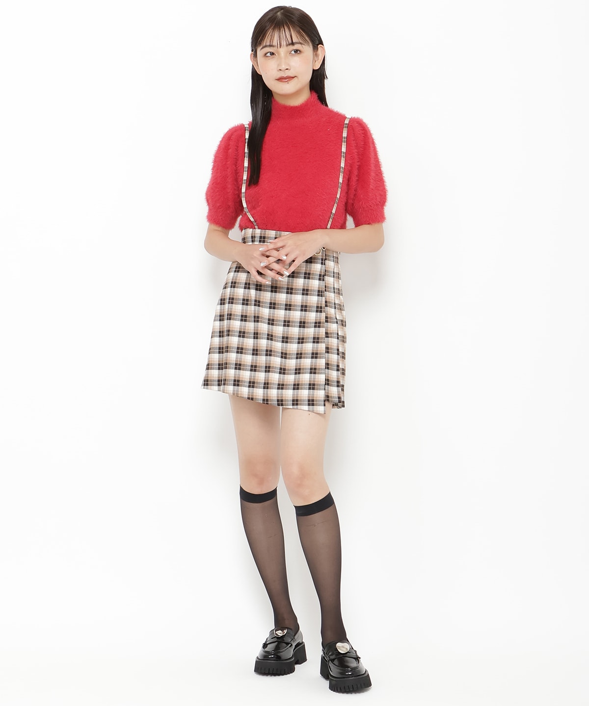 フェザーライク半袖ニットプルオーバー