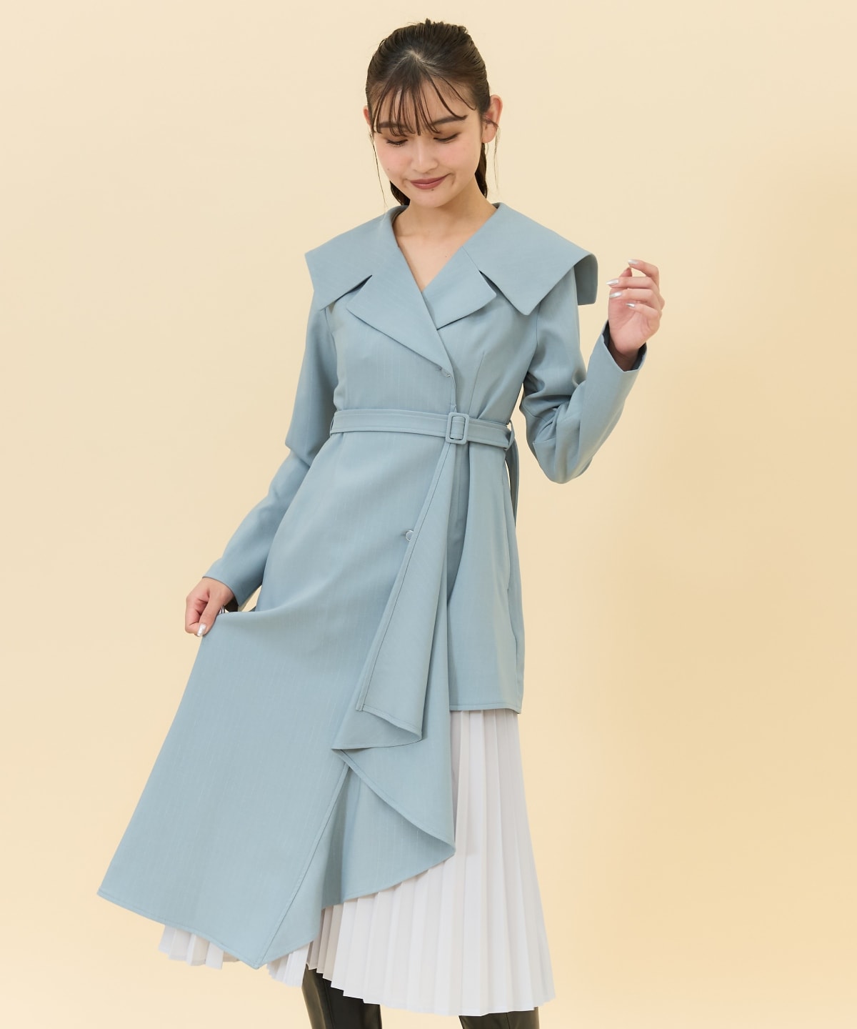 アシメデザインセーラープリーツワンピース