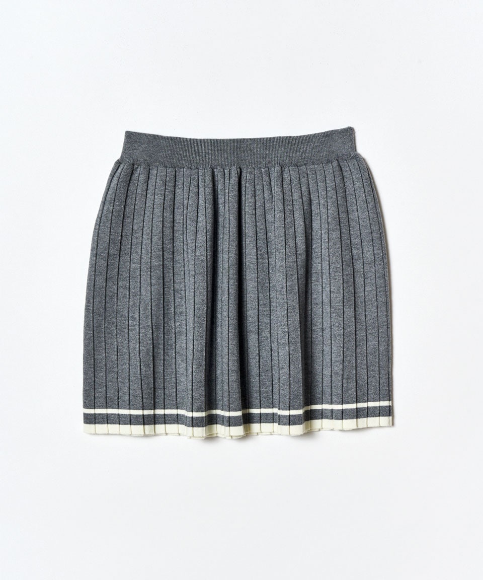 ラインスキームニットカーディガン×スカートセットアップ