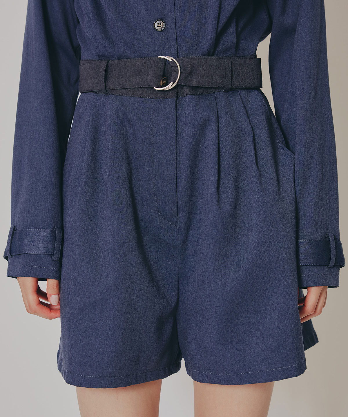 バイカラーベルトショートオールインワン