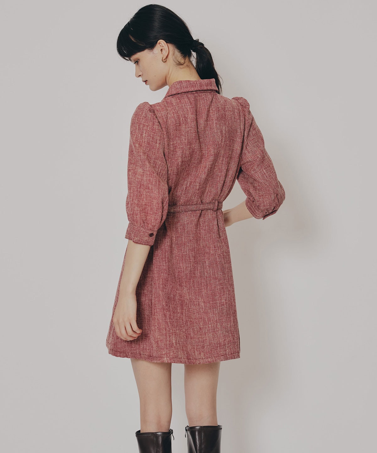 カラーミックスフロントZIPワンピース