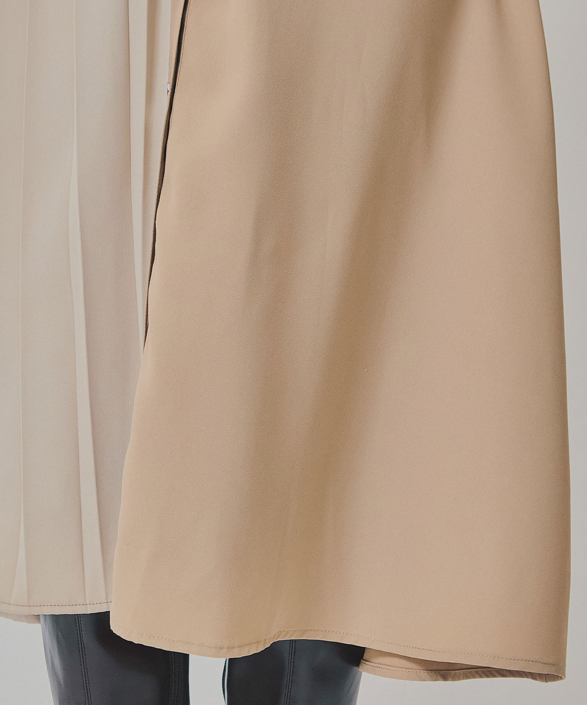 カラーブロックパネルアシメプリーツワンピース