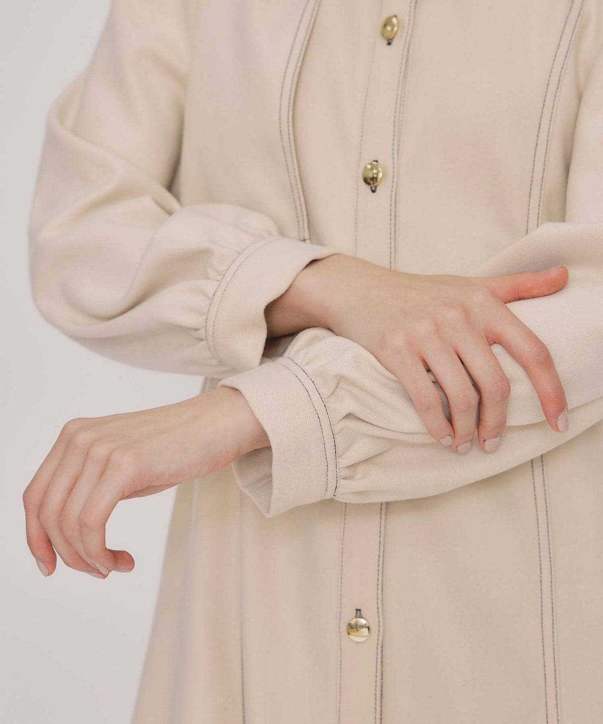 バイカラーステッチラインミニワンピース