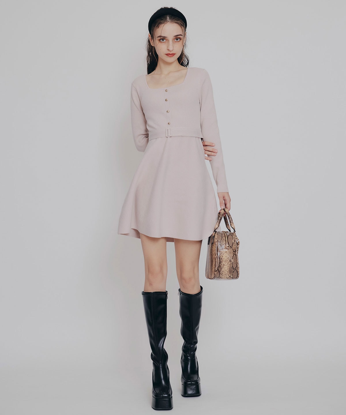 ケープSETニットフレアミニワンピース