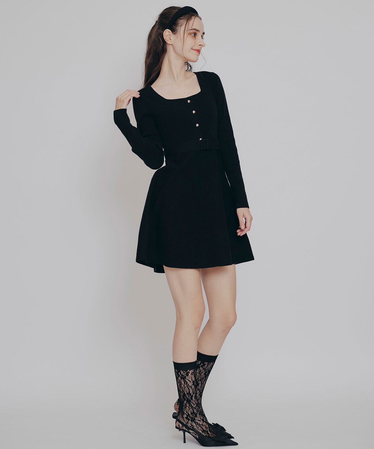 ケープSETニットフレアミニワンピース