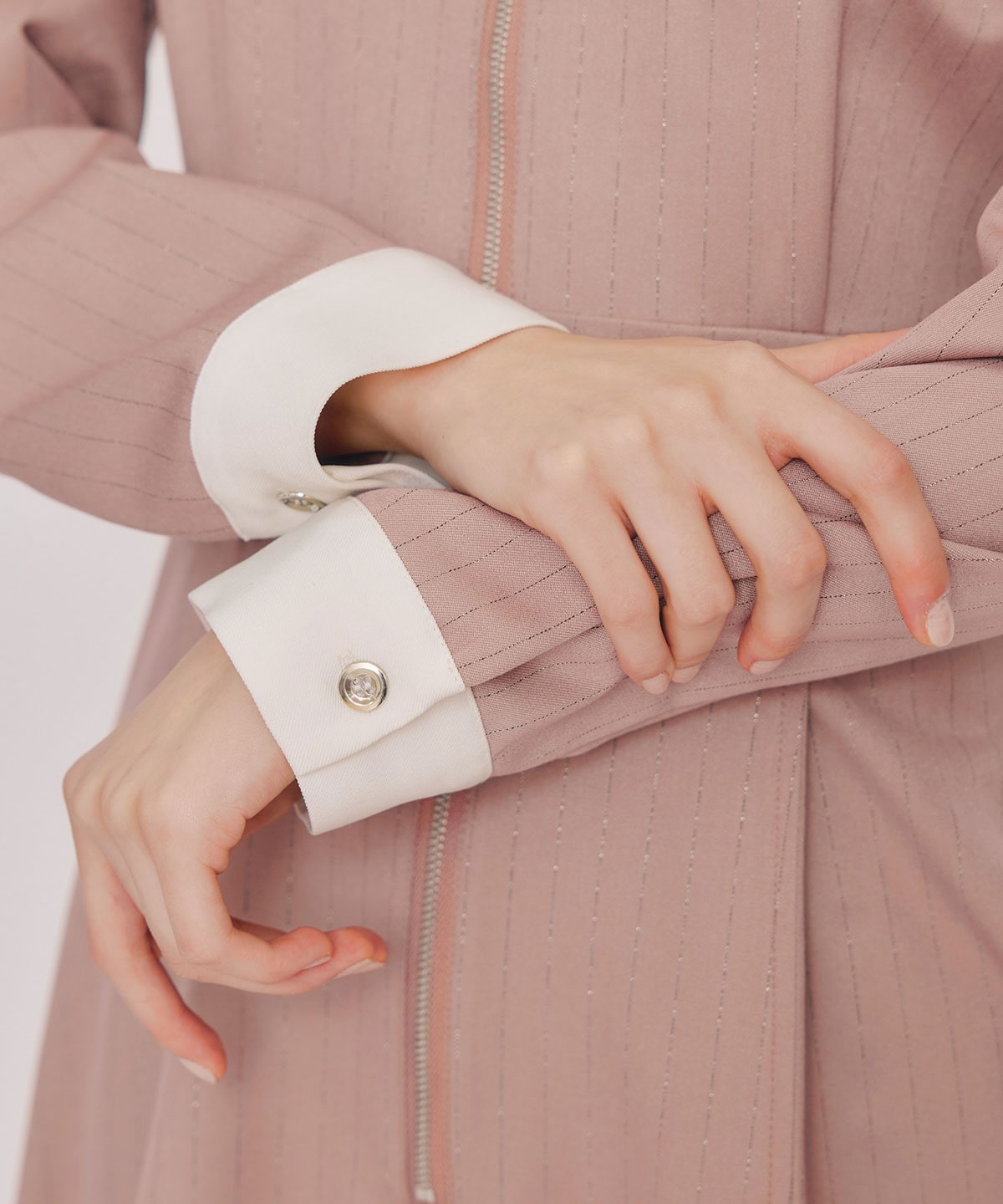 フロントZIPストライプロングワンピース