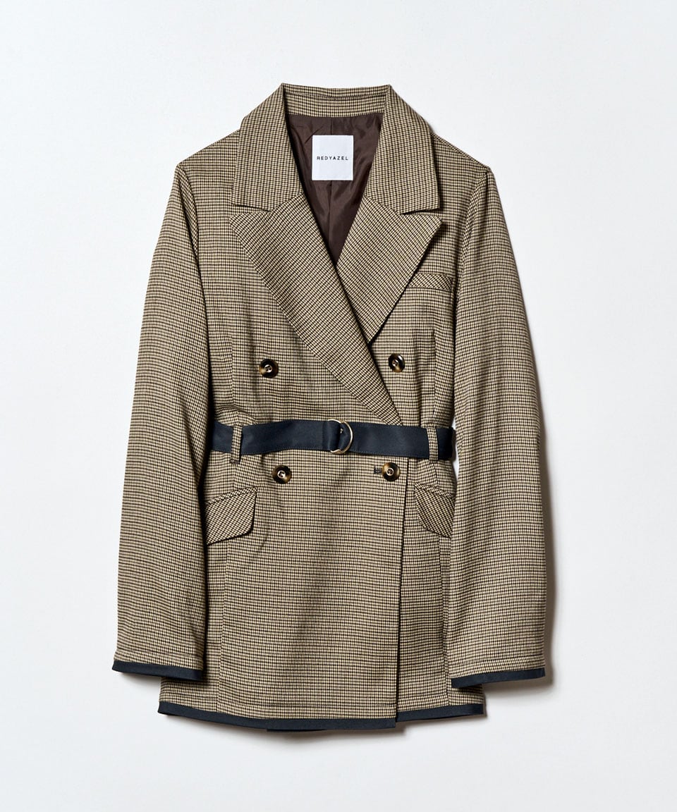 【セットアップ可能】グレンチェックダブルジャケット