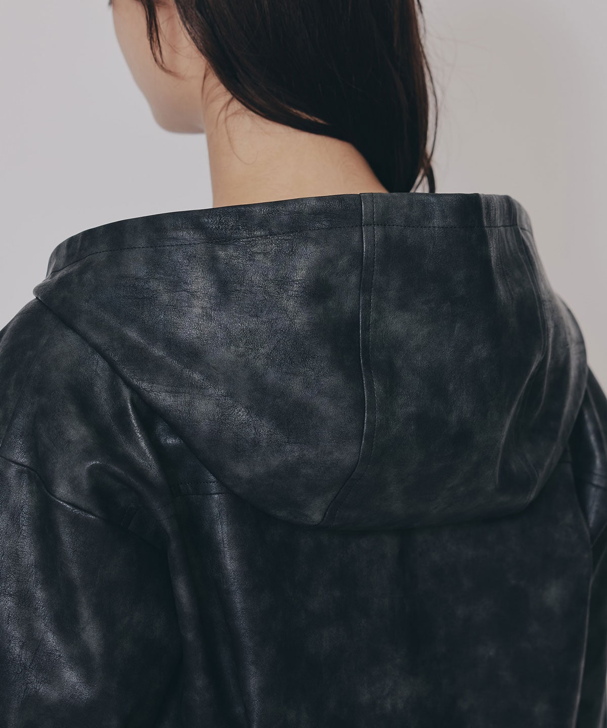 ヴィンテージライクレザーフーディブルゾン