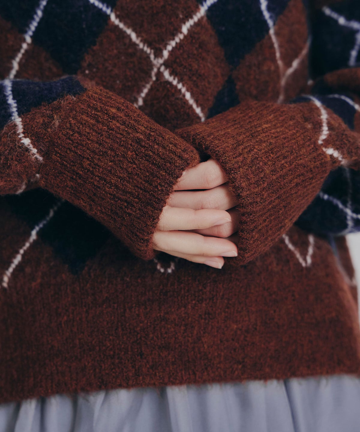 アーガイルVネックニットプルオーバー