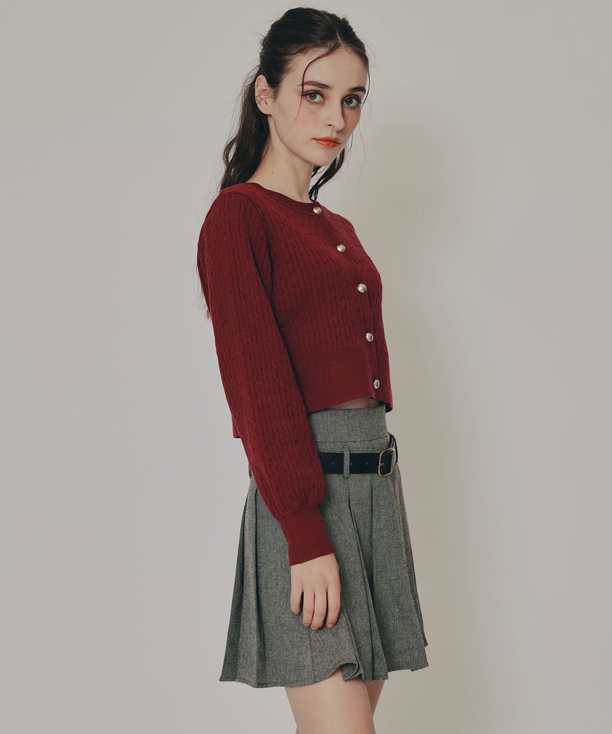 Azelyミニケーブルニットカーディガン