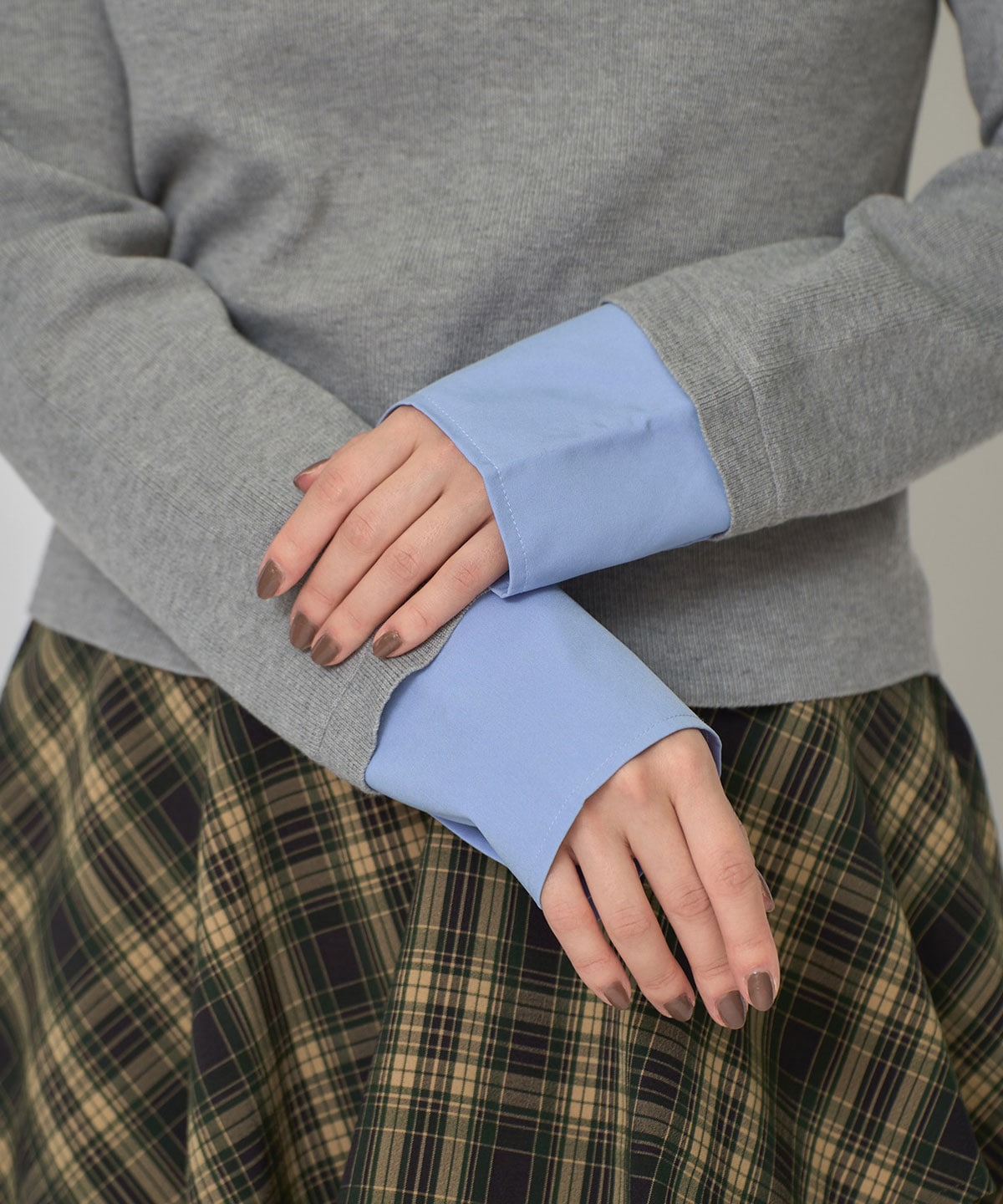 ダブルカラーポロニットトップス