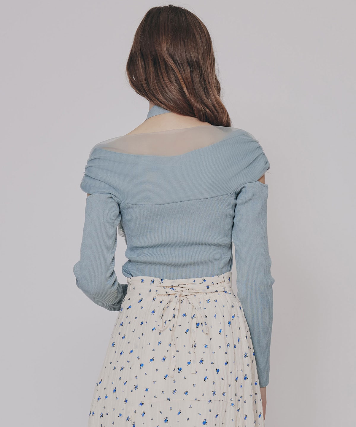 チョーカークロスチュールニットトップス