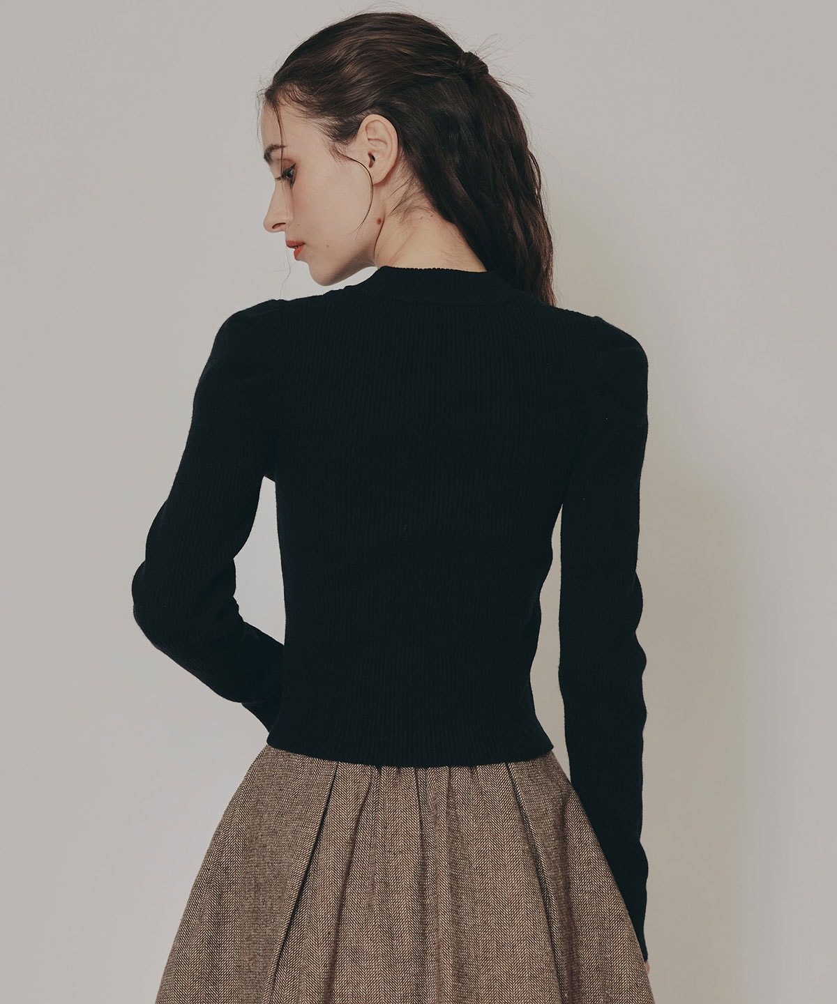 パワショルボトルネックニットトップス