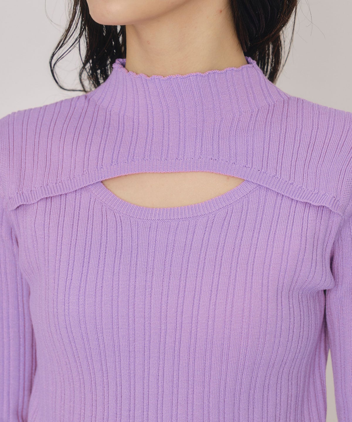 レイヤードデザインランダムリブニットプルオーバー