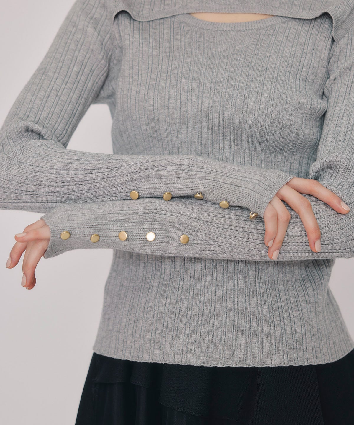 レイヤードデザインランダムリブニットプルオーバー