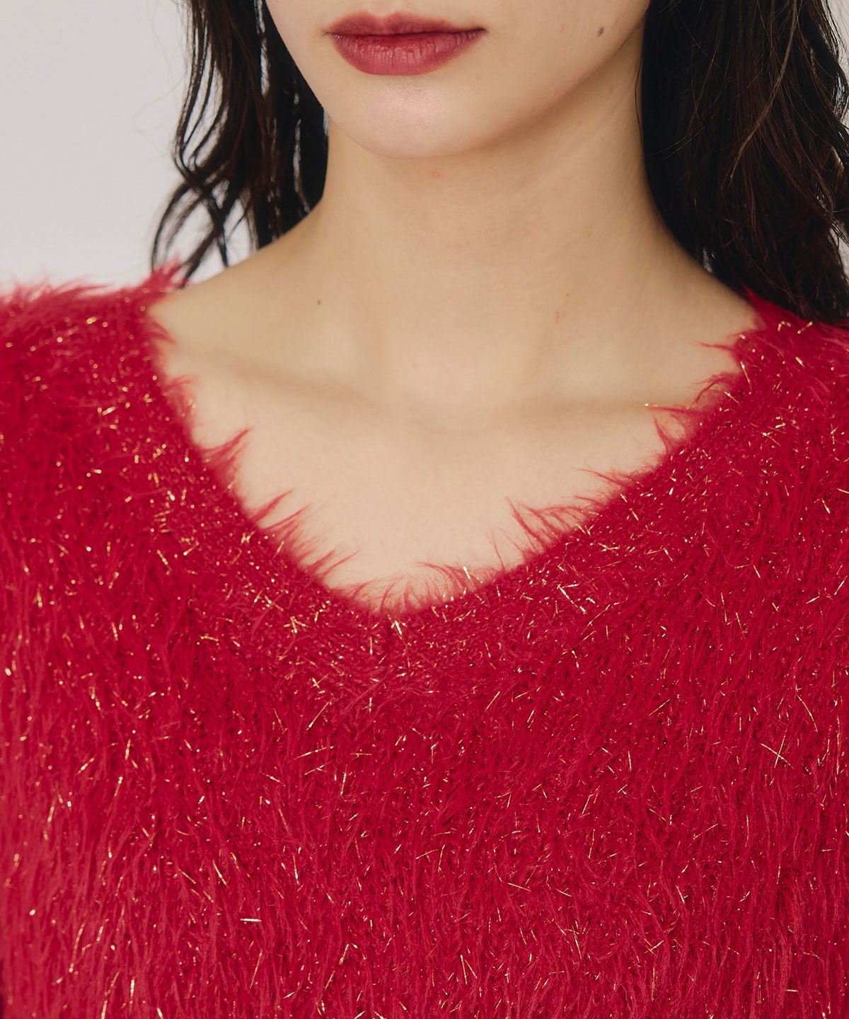 ラメシャギーニットプルオーバー