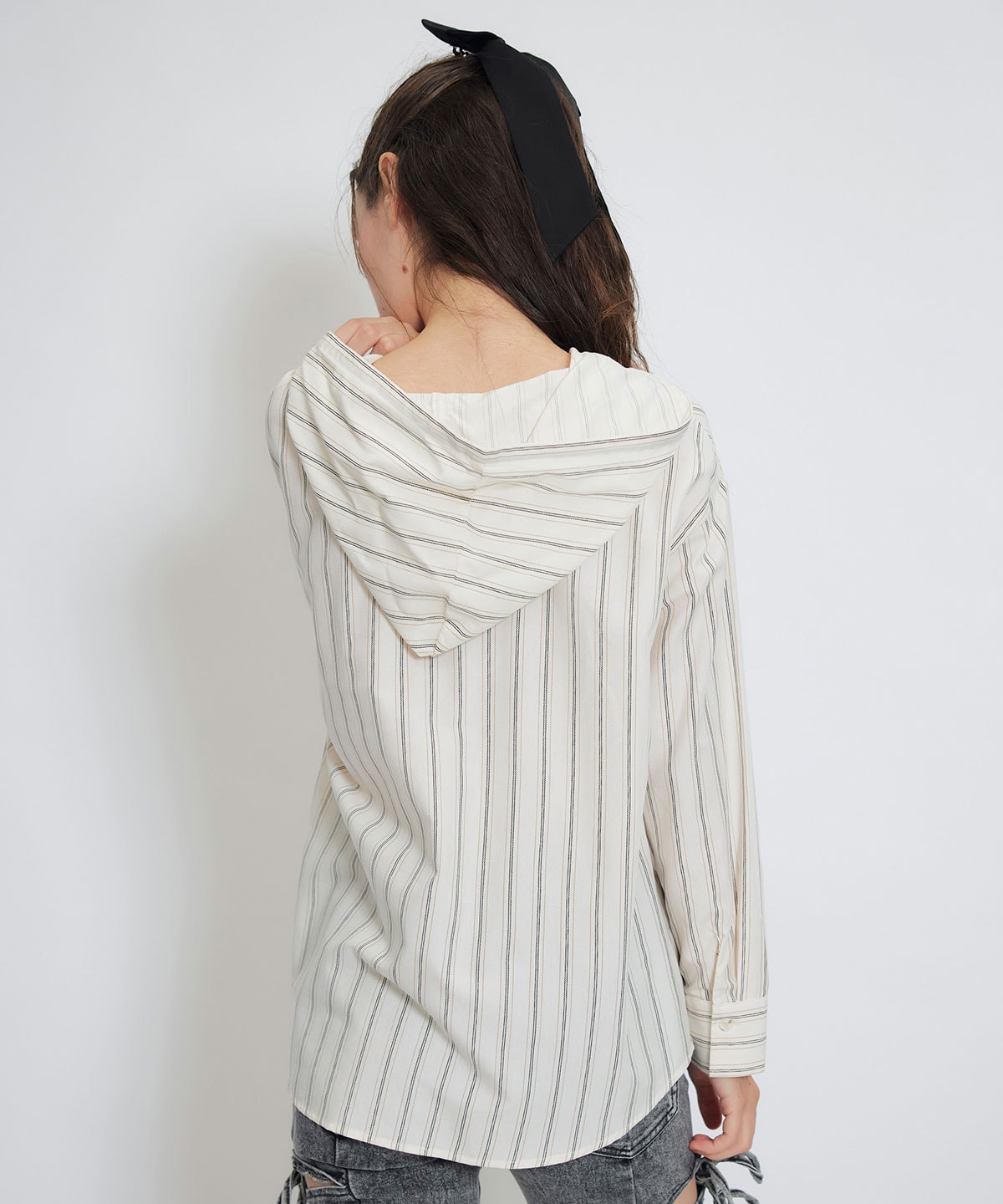 【2/13(金) 昼12時発売開始】Azelyハートストライプフードシャツブラウス