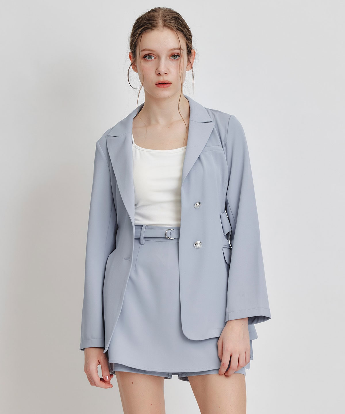 【セットアップ可能】アイシーカラーショートパンツレイヤードフレアミニスカート