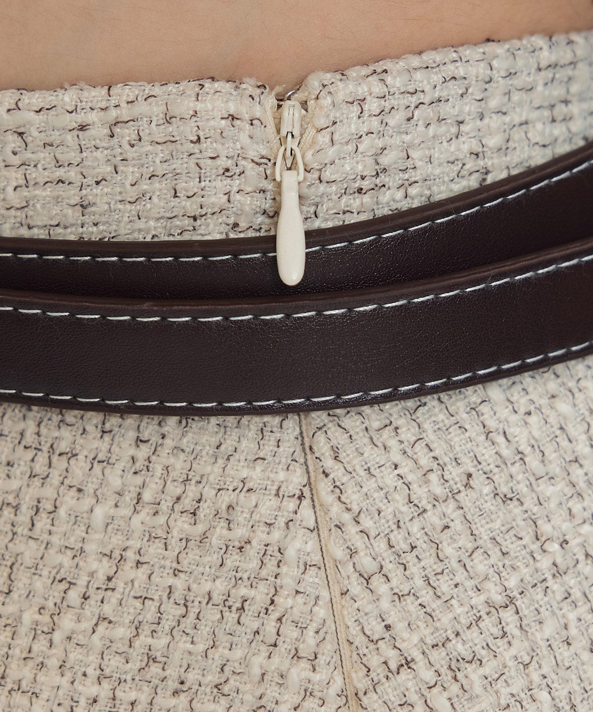 ダブルステッチツイードブラウス×フレアロングスカートセットアップ