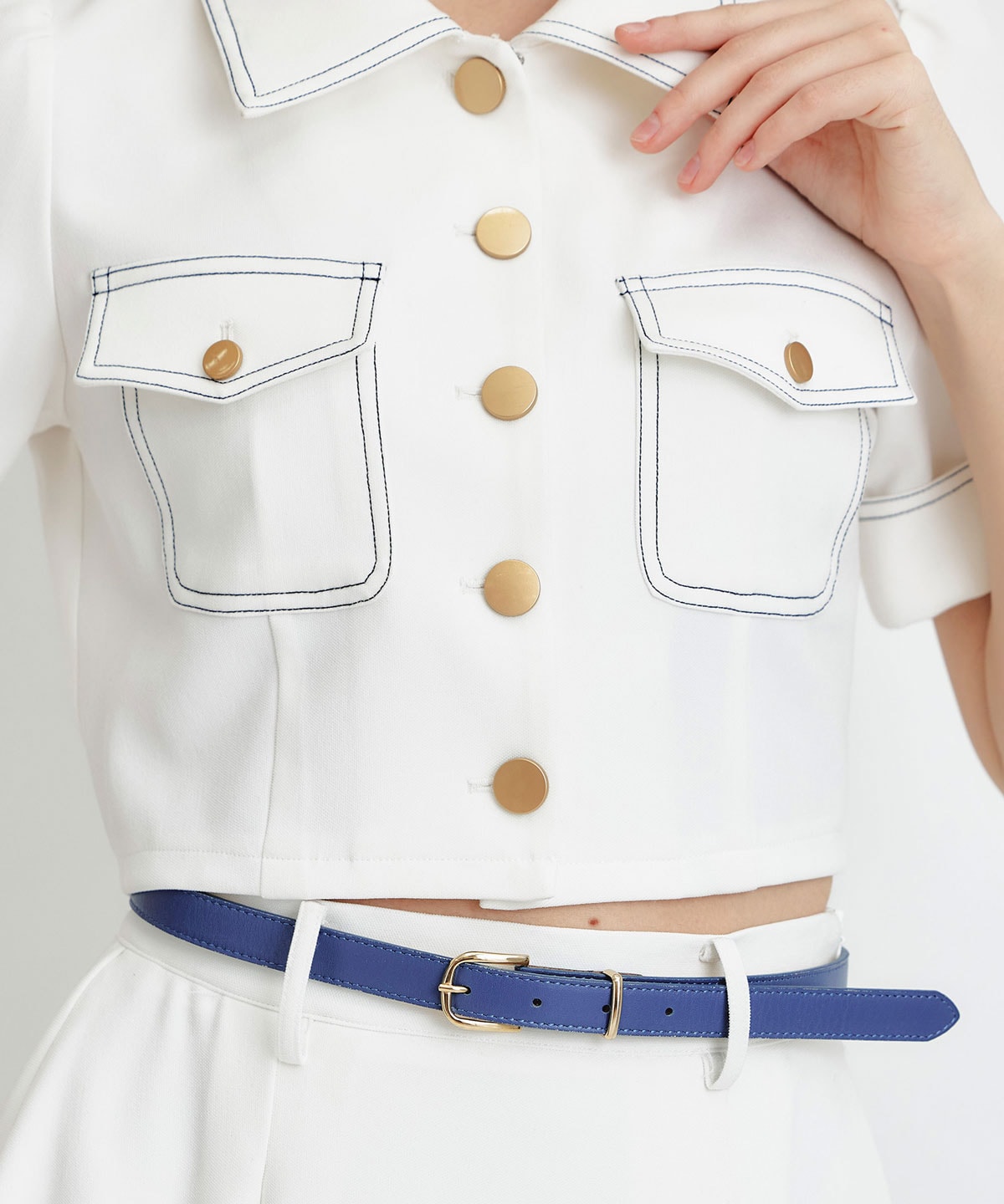 ショートジャケット×フレアロングスカートセットアップ