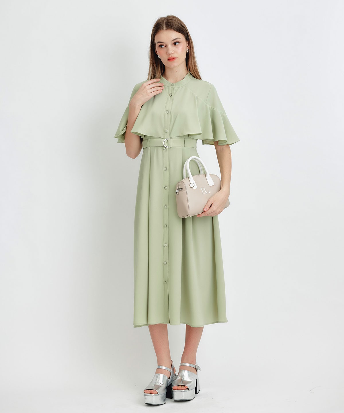 ケープフレアロングワンピース