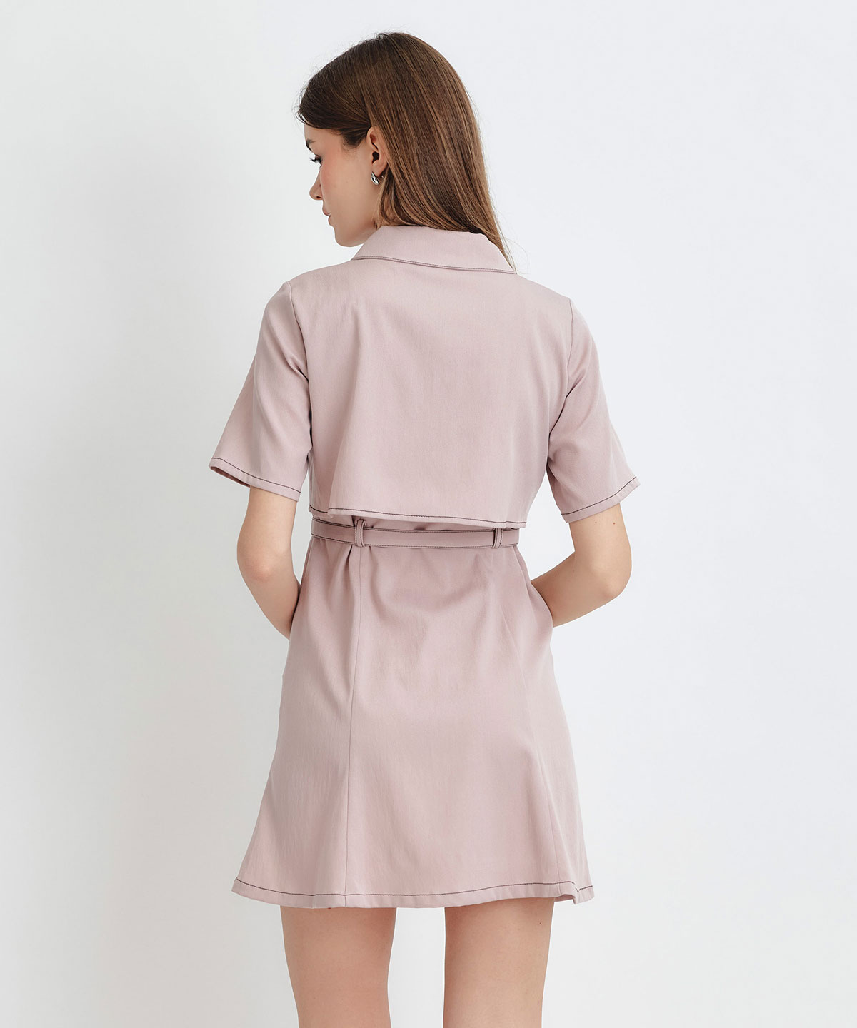 レイヤードライクコントラストフレアミニワンピース