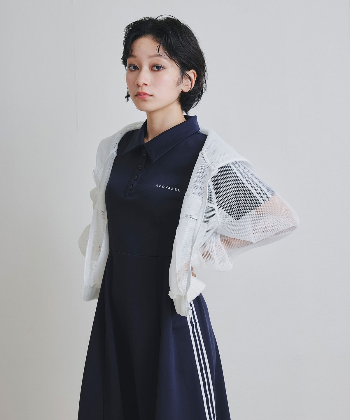 ライン2WAYサイドカットロングフレアワンピース