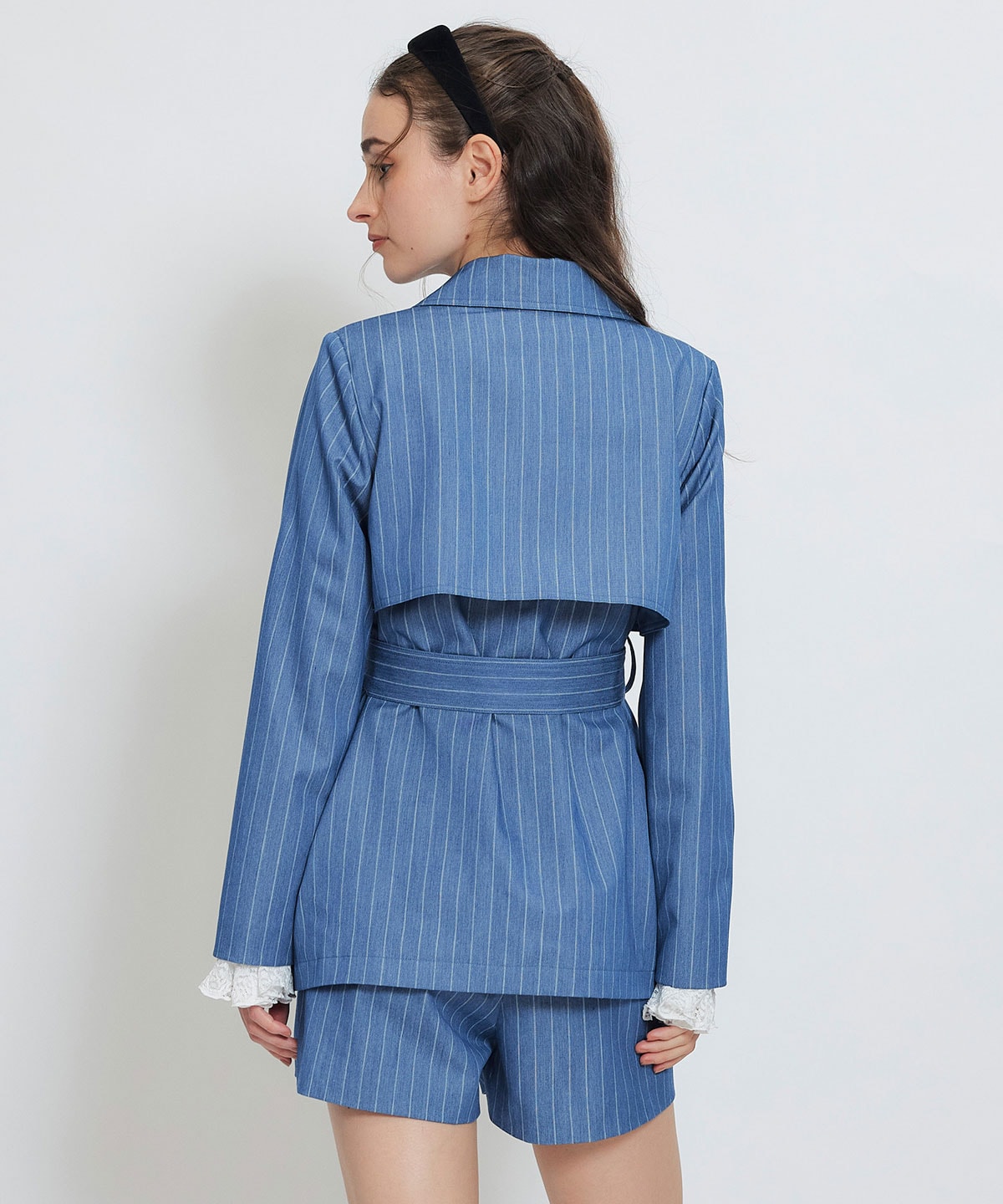 【セットアップ可能】2WAYエンブレムボタンミドルトレンチコート