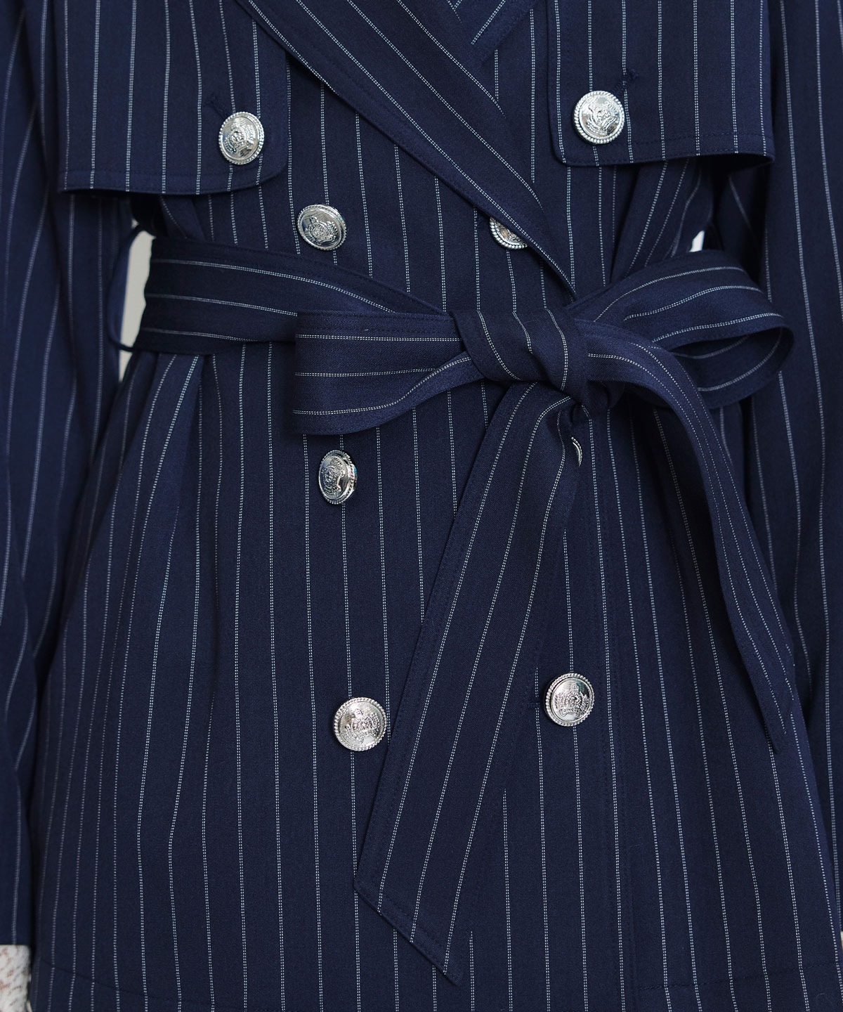 【セットアップ可能】2WAYエンブレムボタンミドルトレンチコート