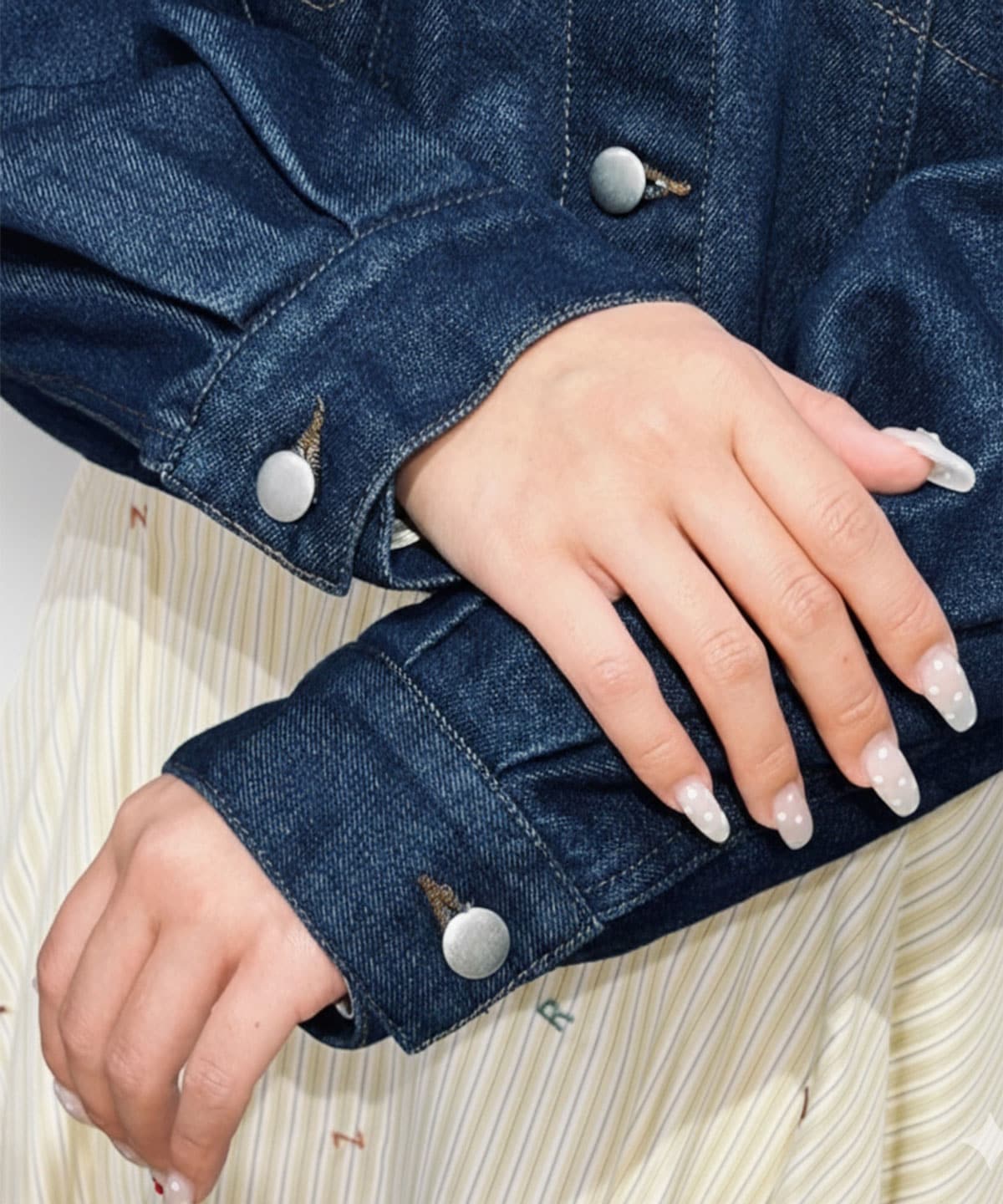 フラワービジューパールデニムジャケット