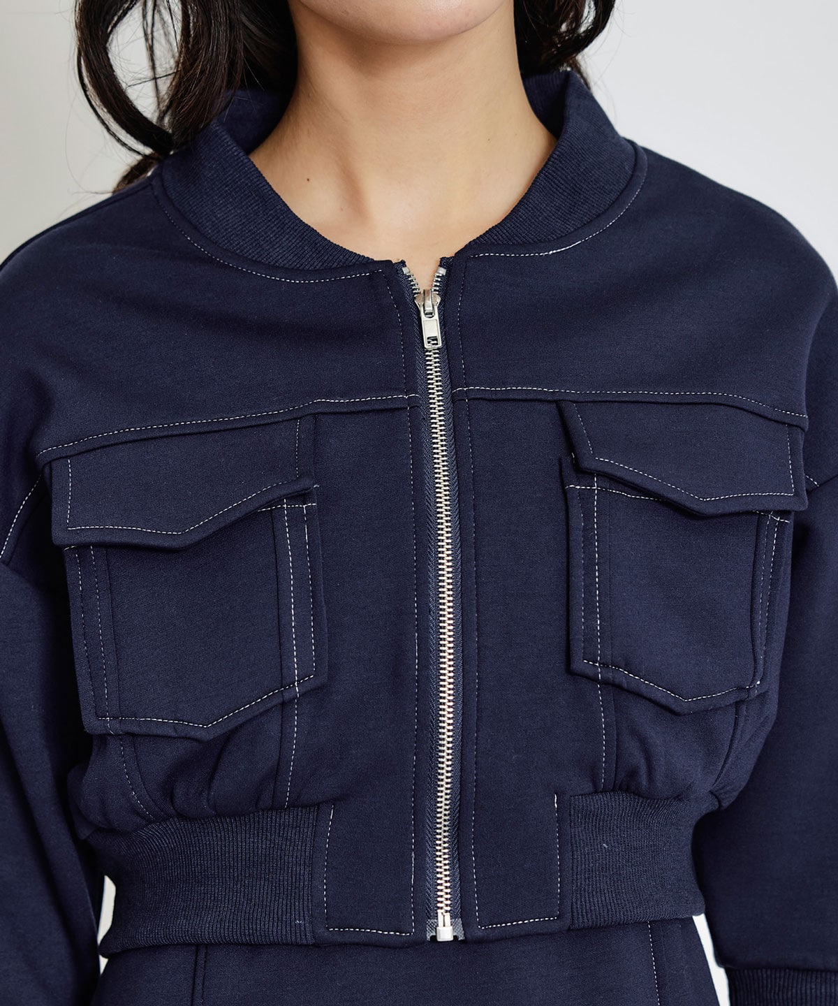 【セットアップ可能】バイカラーステッチカットブルゾン