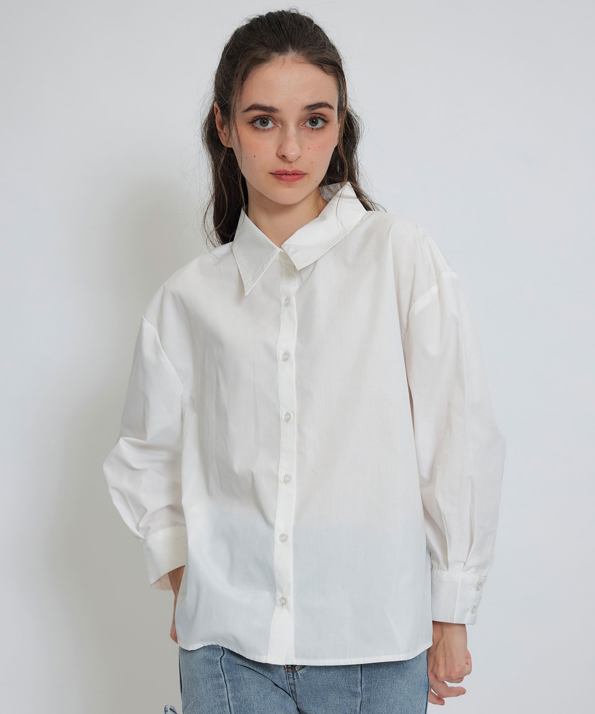 カレッジライクラインベスト×シャツブラウス