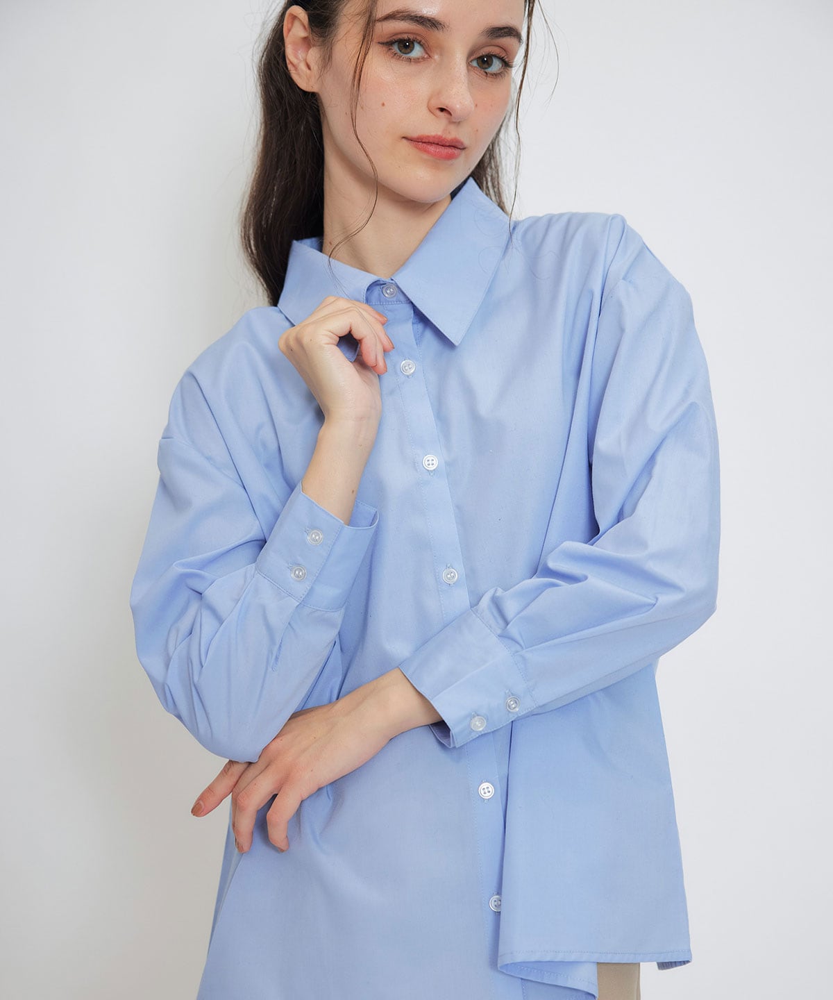 カレッジライクラインベスト×シャツブラウス