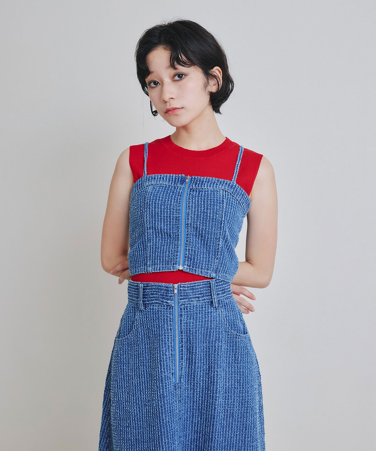 ロゴベーシックノースリーブニット