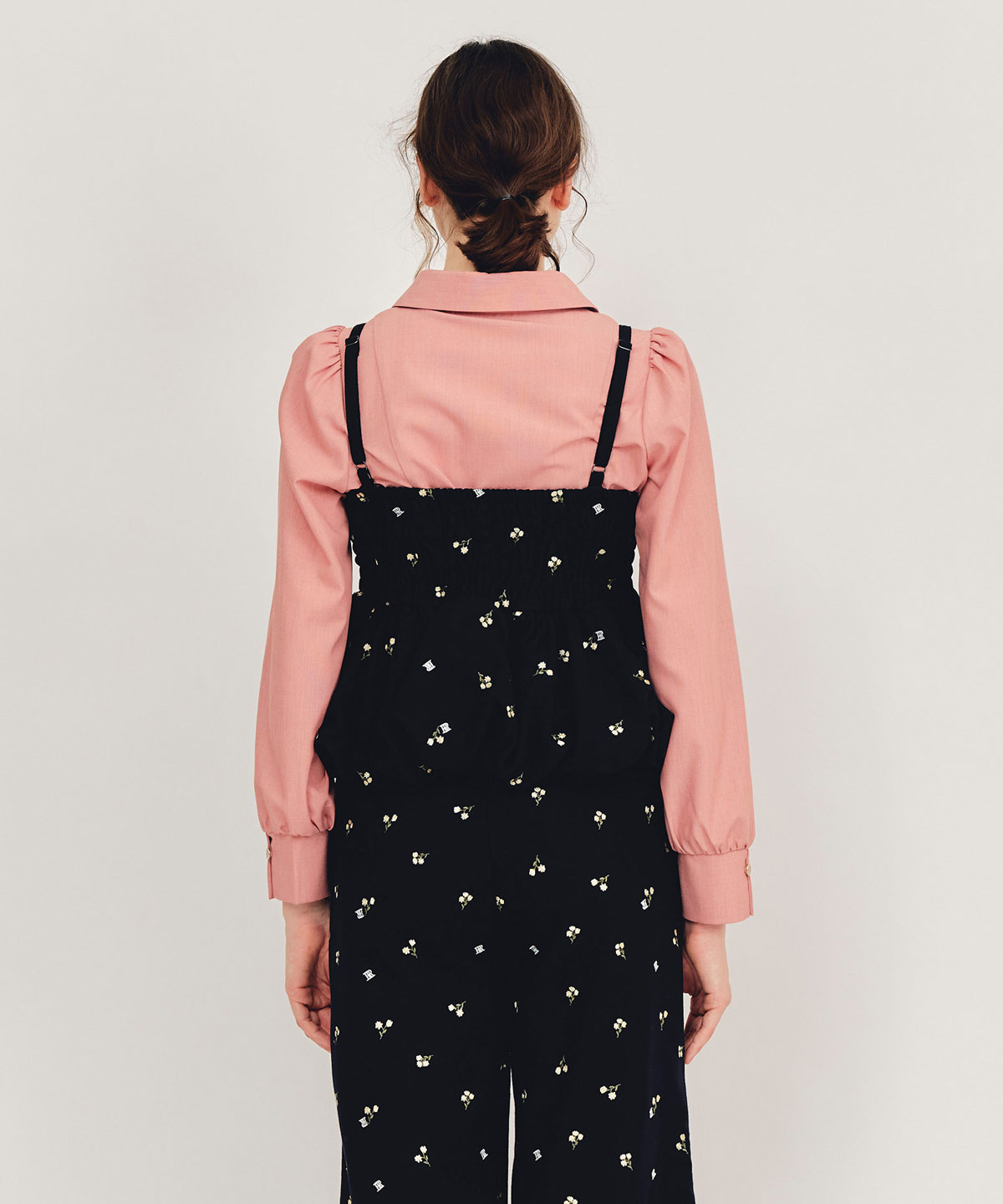 【Fleur monogram Series】フルールモノグラムエンブロイダリーバルーンペプラムビスチェ