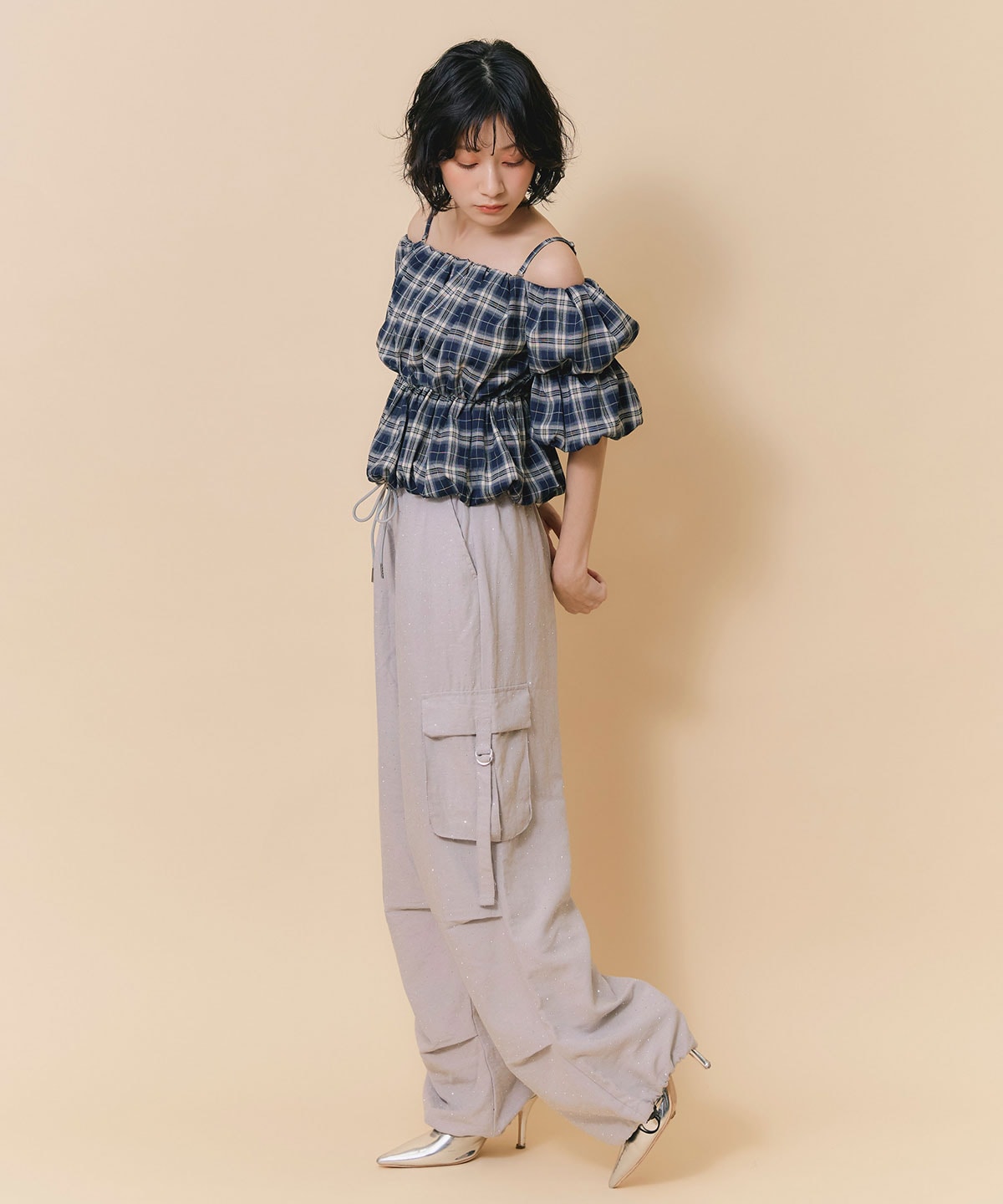 ラインストーンホットフィットカーゴパンツ
